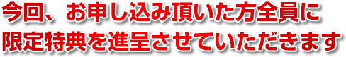 今回、お申し込み頂いた方全員に限定特典を進呈させていただきます